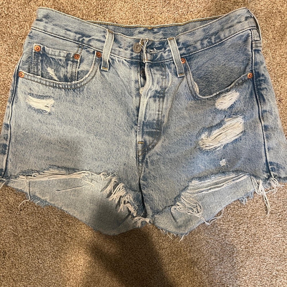 Levi's Blue Distressed Jean Shorts